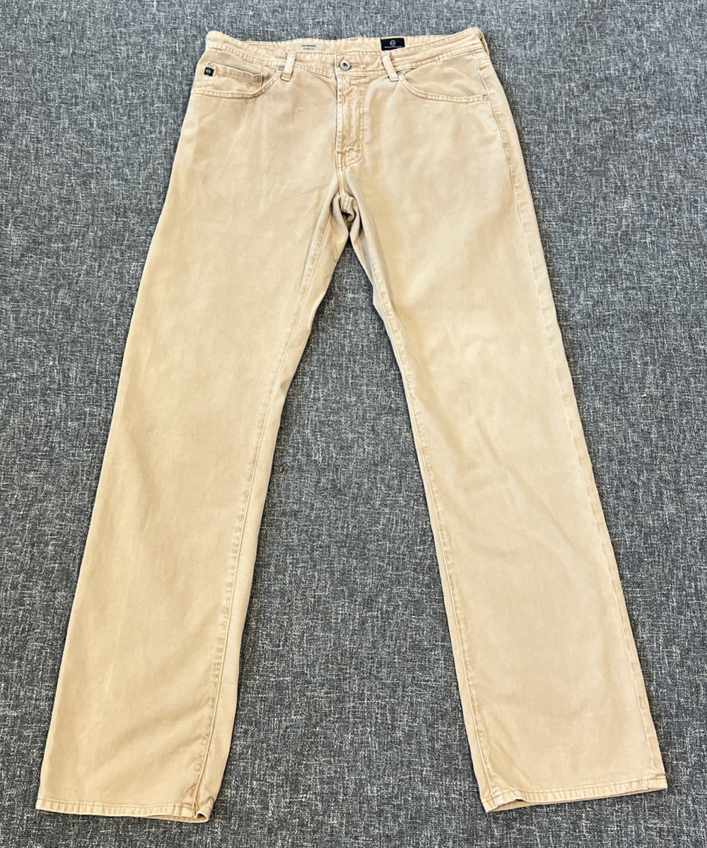 AG Adriano Goldschmied The Protege Straight Leg Pants Mens 34x34 Tan Khaki